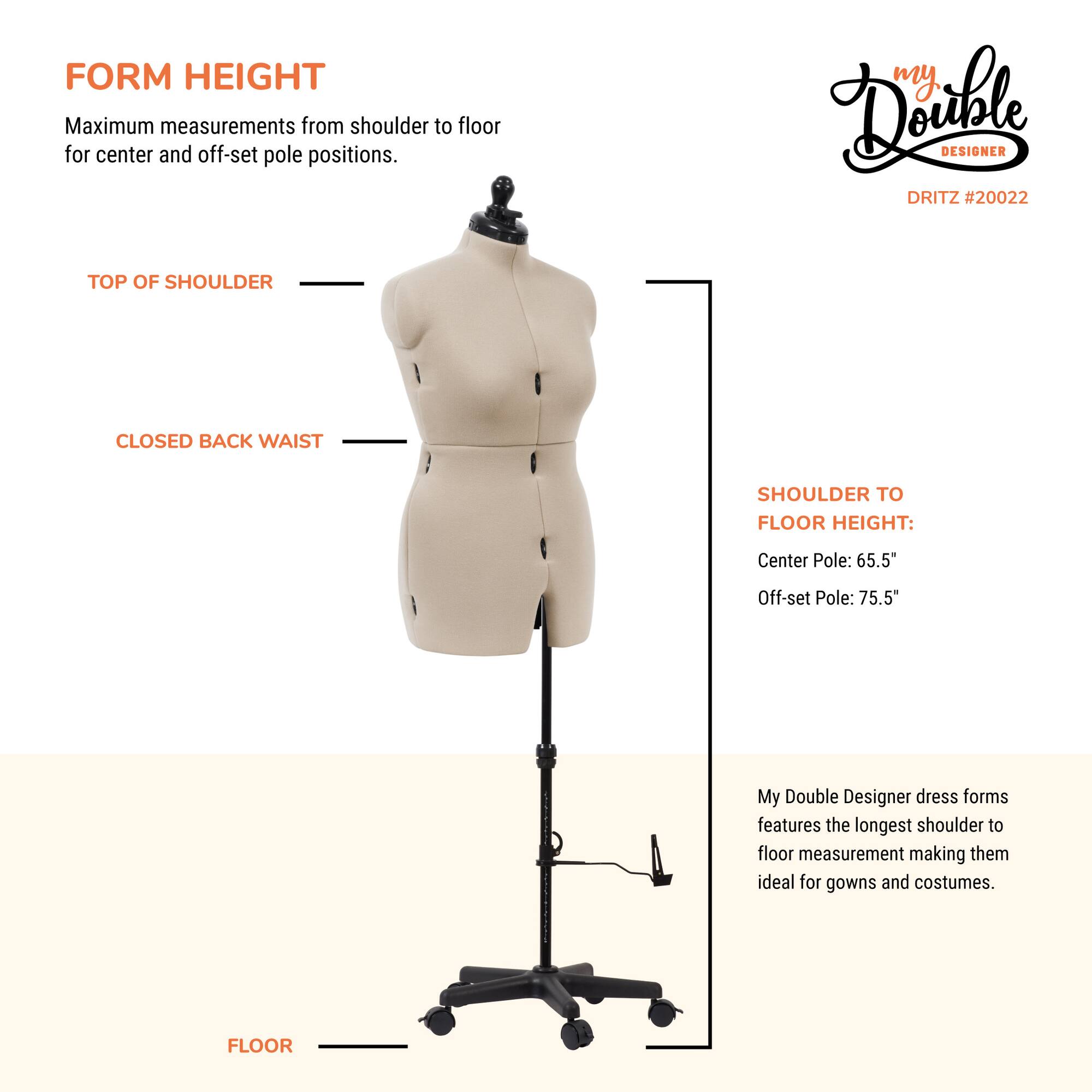 Dritz® My Double Designer Medium Dress Form with Adjustable Tri-Pod Stand